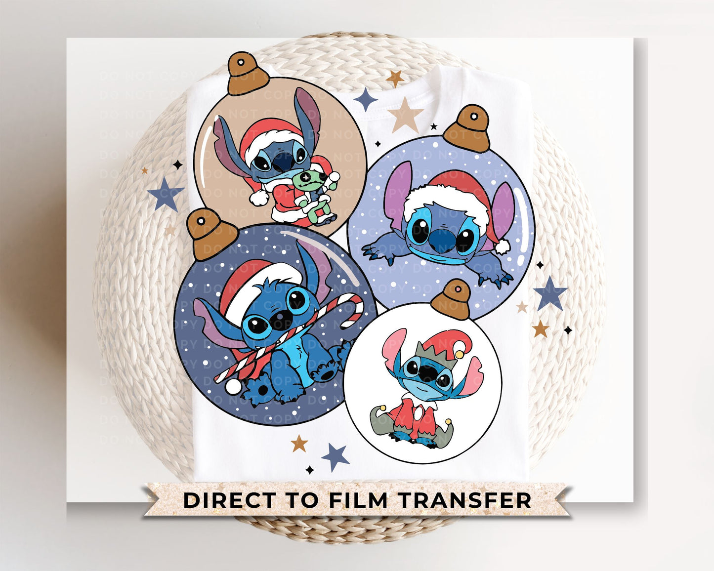 Stitch Christmas Ornaments DTF Transfer