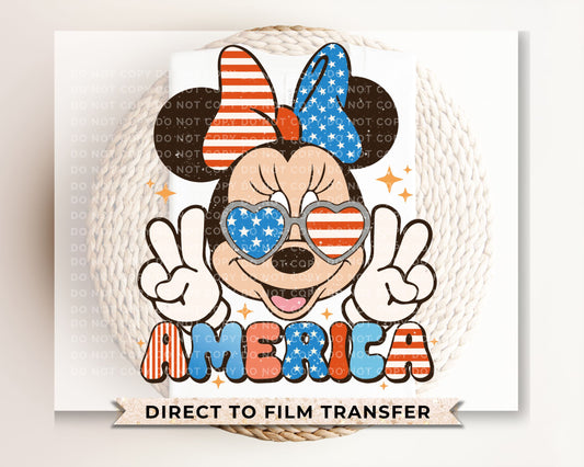 4th of July Minnie Mouse DTF Transfer