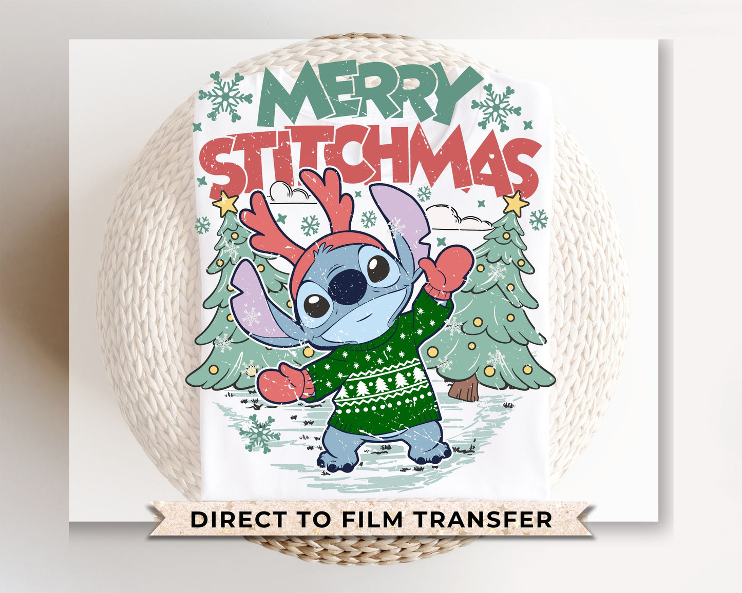 Merry Stitchmas Lilo and Stitch DTF Transfer