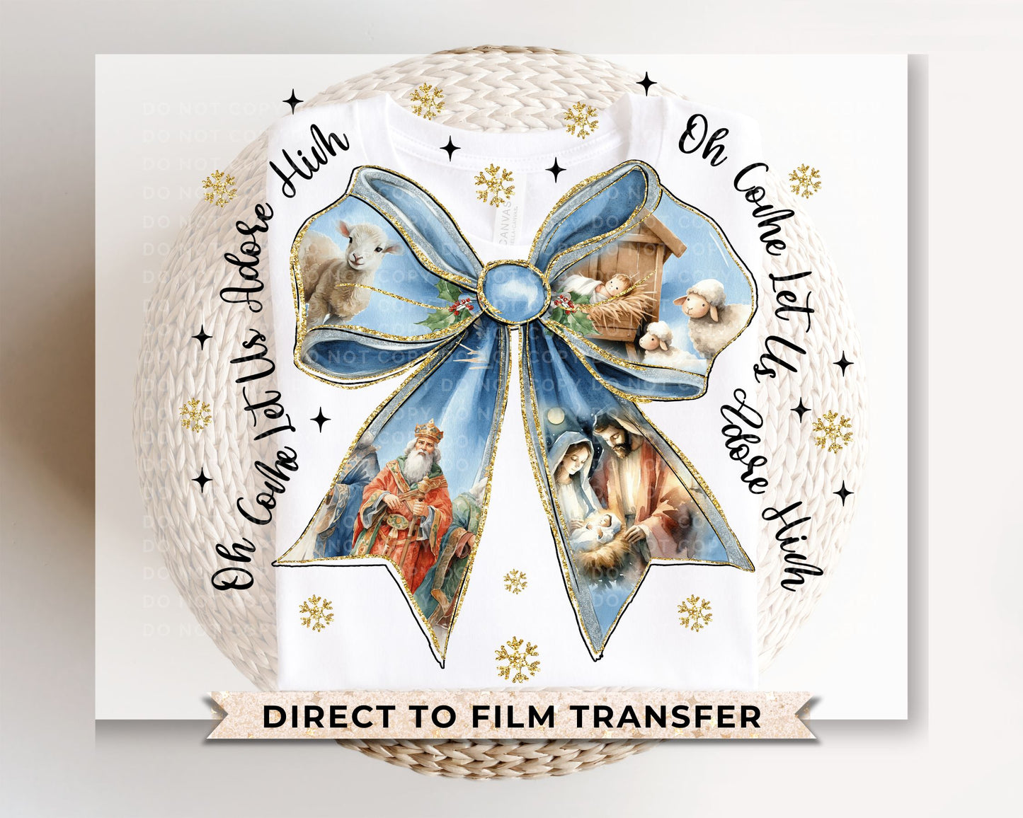 Nativity Coquette Christmas Bow DTF Transfer