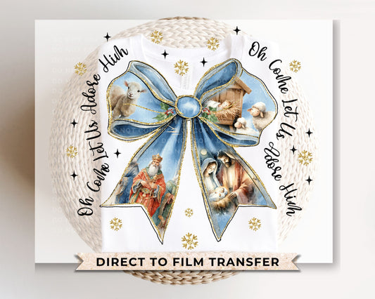 Nativity Coquette Christmas Bow DTF Transfer