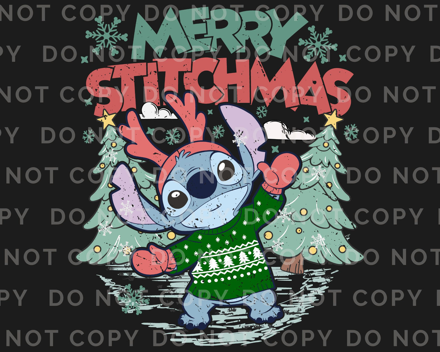 Merry Stitchmas Lilo and Stitch DTF Transfer