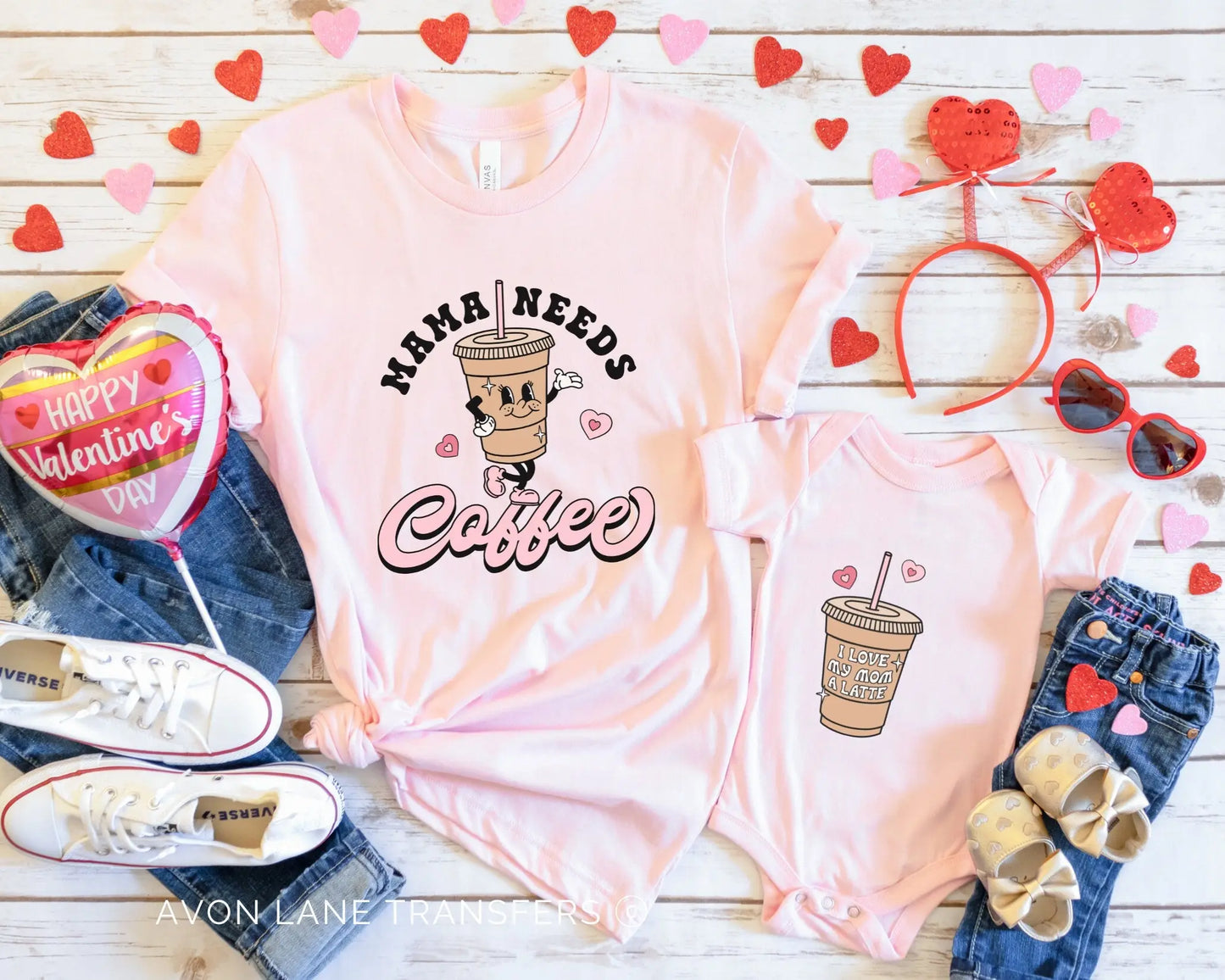 Mama Needs Coffee, Valentine DTF Transfers, Ready to Press, T-shirt Transfers, Heat Transfer, Valentine Direct to Film, Coffee Valentine