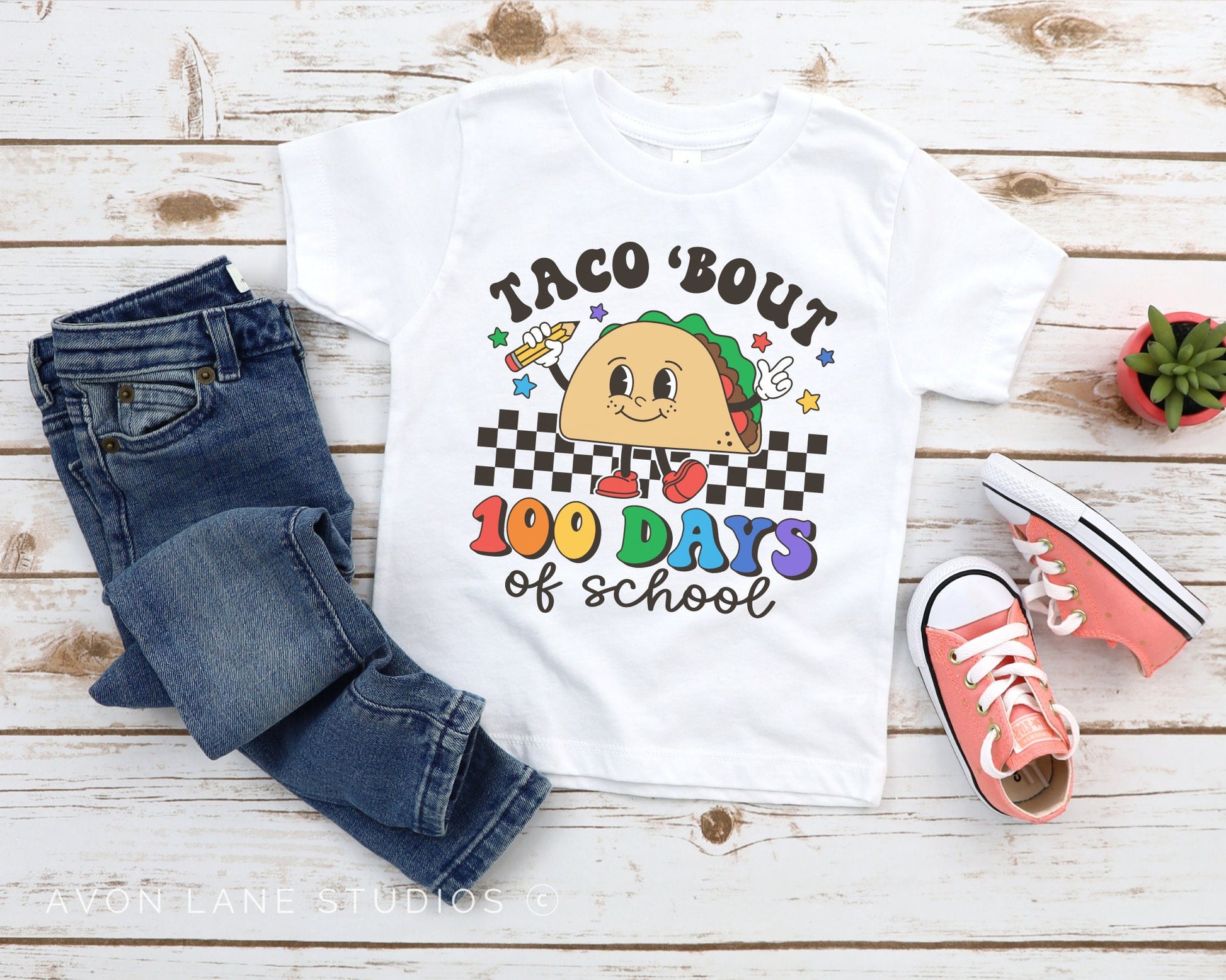 Taco Bout 100 Days of School, DTF Transfers, Ready to Press, T-shirt Transfers, Heat Transfer, Direct to Film, Retro Taco 100 Days of School