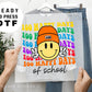 100 Happy Days of School, DTF Transfers, Ready to Press, T-shirt Transfers, Heat Transfer, Direct to Film, Smiley Face with Beanie