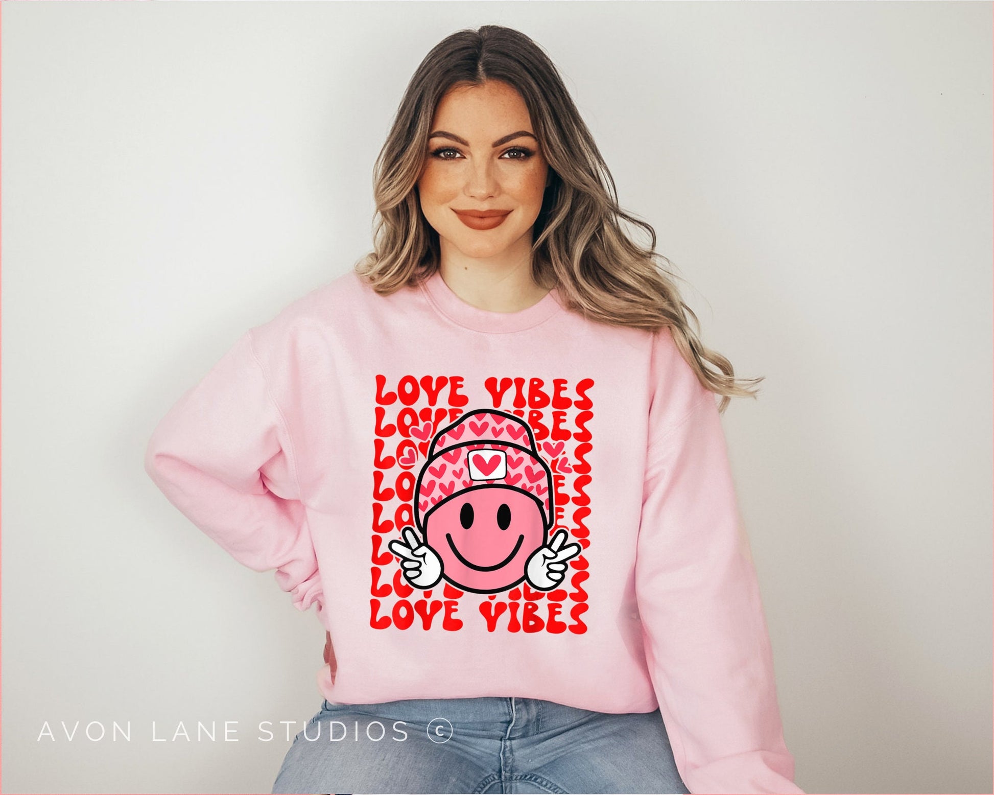 Love Vibes Smiley Face, Groovy Valentine DTF, Ready to Press, Heat Transfer, Valentine’s Day Direct to Film, Retro Smiley Face