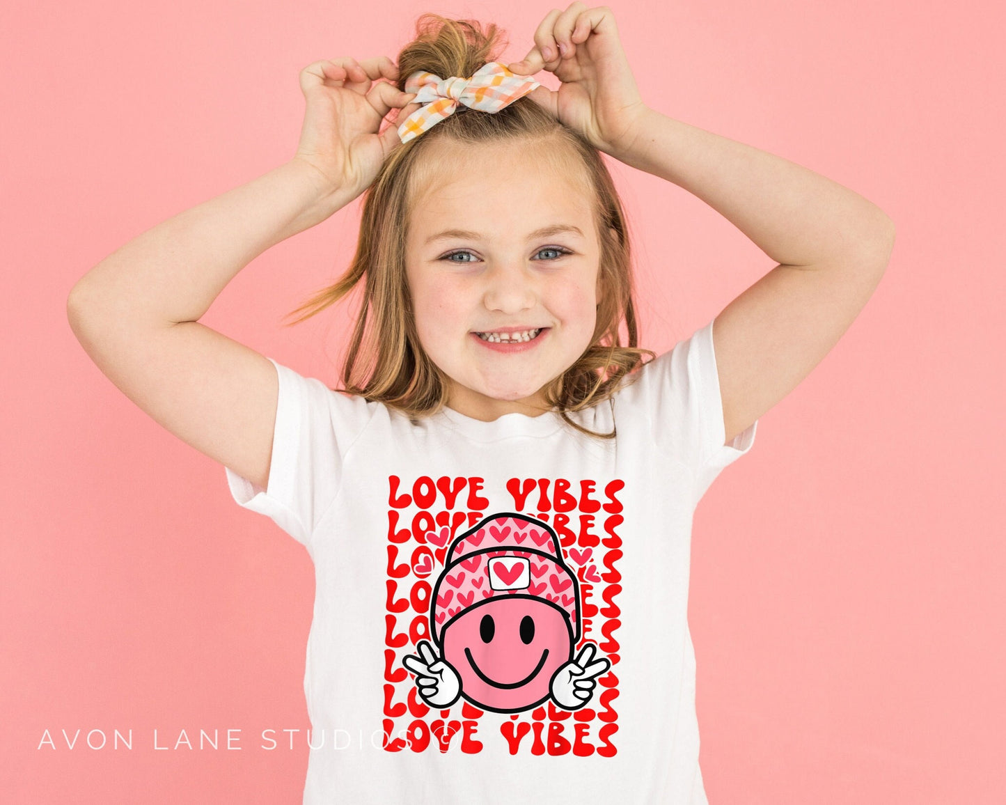 Love Vibes Smiley Face, Groovy Valentine DTF, Ready to Press, Heat Transfer, Valentine’s Day Direct to Film, Retro Smiley Face