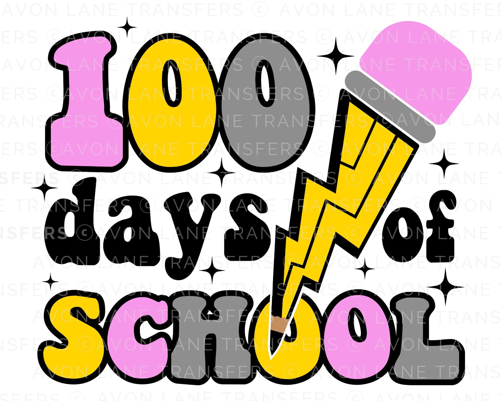 100 Happy Days of School, DTF Transfers, Ready to Press, T-shirt Transfers, Heat Transfer, Direct to Film, Happy 100 Days of School