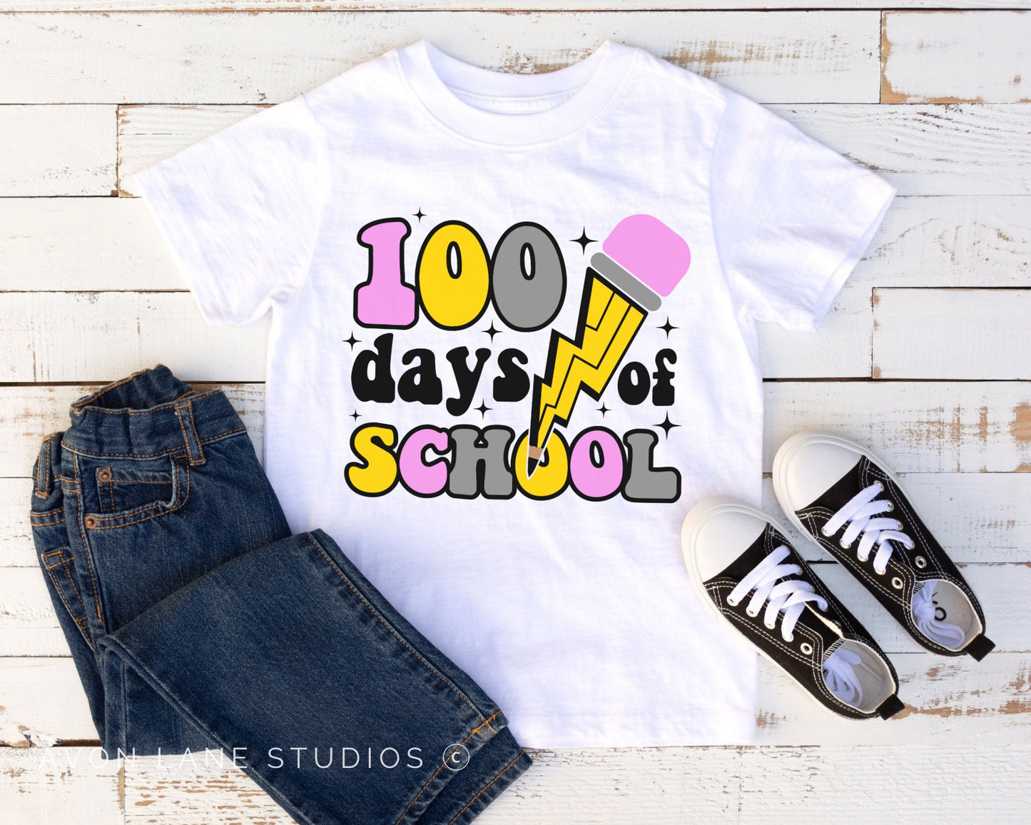 100 Happy Days of School, DTF Transfers, Ready to Press, T-shirt Transfers, Heat Transfer, Direct to Film, Happy 100 Days of School