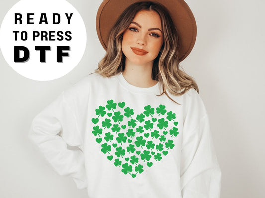 Shamrock Heart DTF, St. Patrick's Day Tshirt Transfer, Clover DTF, Shamrock DTF, St. Patrick's Day Transfer, Retro St Patricks dtf