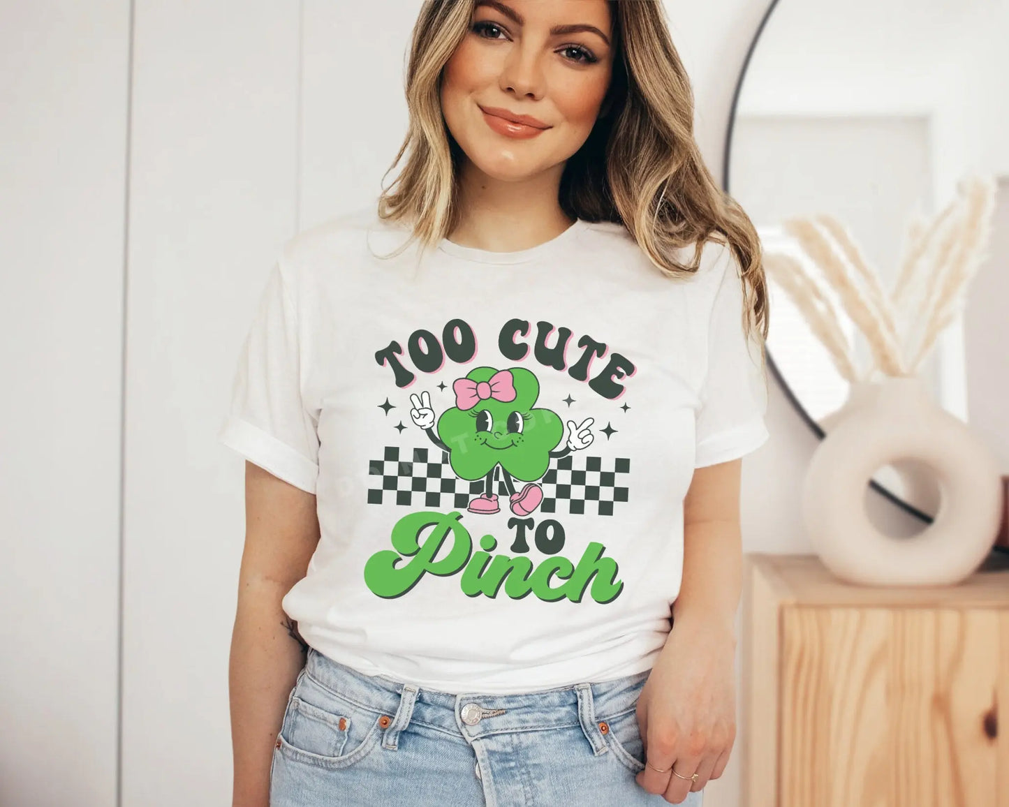 Too Cute To Pinch, dtf transfer, Girl St Patrick Day, Tshirt Transfer, Clover Dtf, Shamrock Dtf, St. Patrick's Day Tshirt Transfer