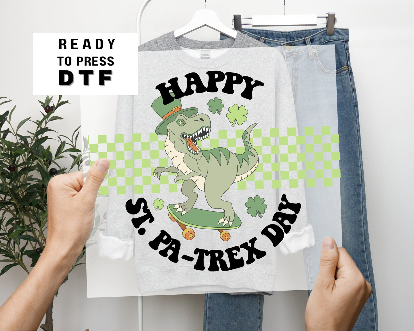 Happy St Pa-Trex Day, St. Patricks Day, Tshirt Transfer, Ready to Press, St. Patrick's Day Transfer, Dinosaur Tshirt Transfer