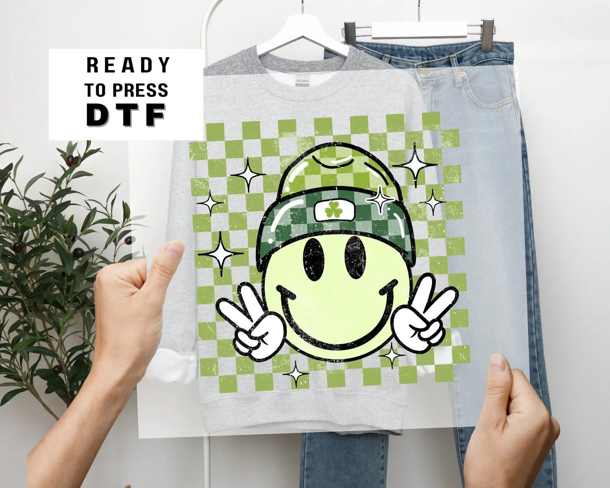 DTF Tshirt Transfer Ready to Press St Patricks Day T shirt Transfers Heat Transfer Direct to Film dtf Retro Groovy Lucky Smile for T-shirts