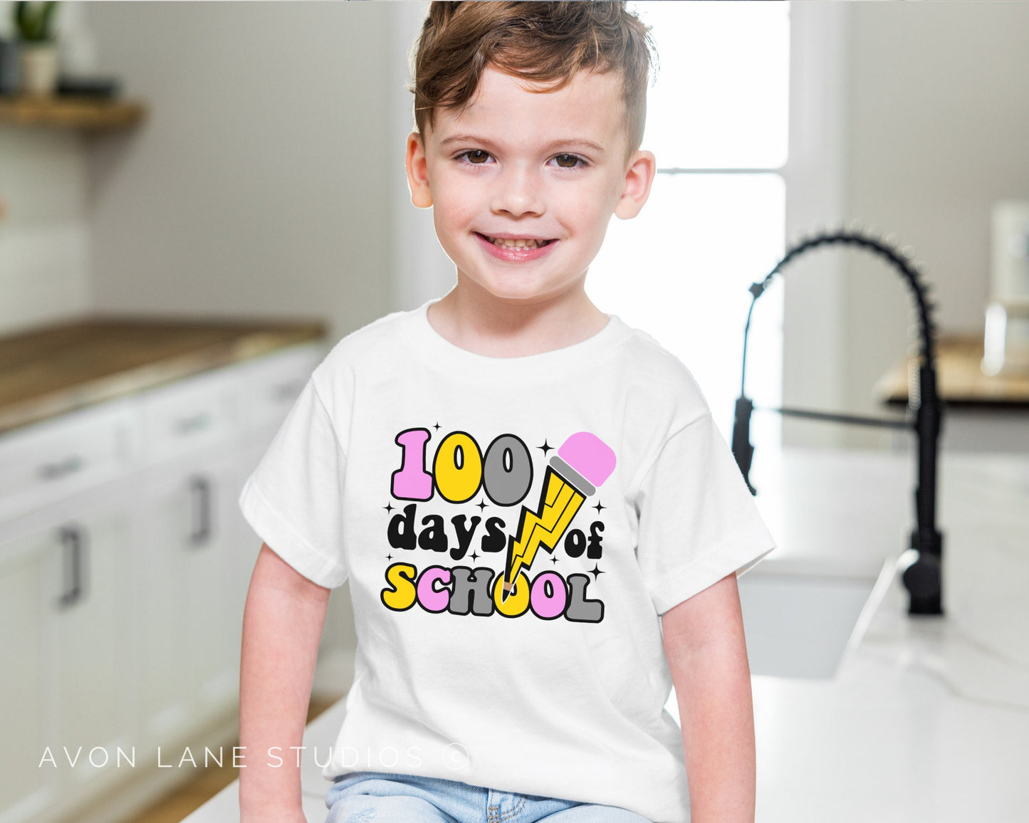 100 Happy Days of School, DTF Transfers, Ready to Press, T-shirt Transfers, Heat Transfer, Direct to Film, Happy 100 Days of School