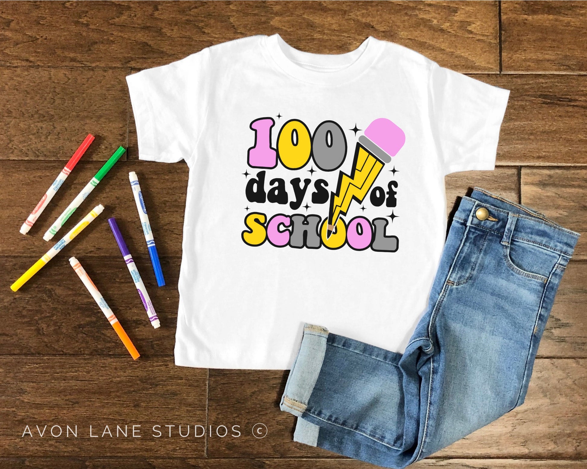 100 Happy Days of School, DTF Transfers, Ready to Press, T-shirt Transfers, Heat Transfer, Direct to Film, Happy 100 Days of School