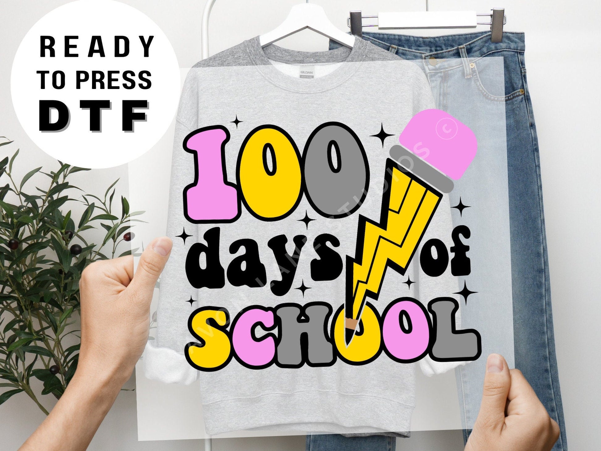 100 Happy Days of School, DTF Transfers, Ready to Press, T-shirt Transfers, Heat Transfer, Direct to Film, Happy 100 Days of School