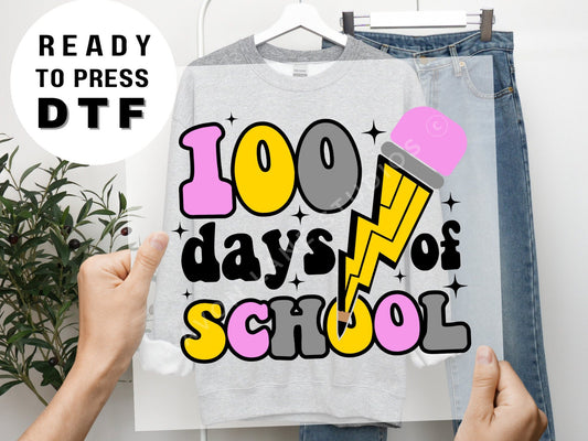 100 Happy Days of School, DTF Transfers, Ready to Press, T-shirt Transfers, Heat Transfer, Direct to Film, Happy 100 Days of School