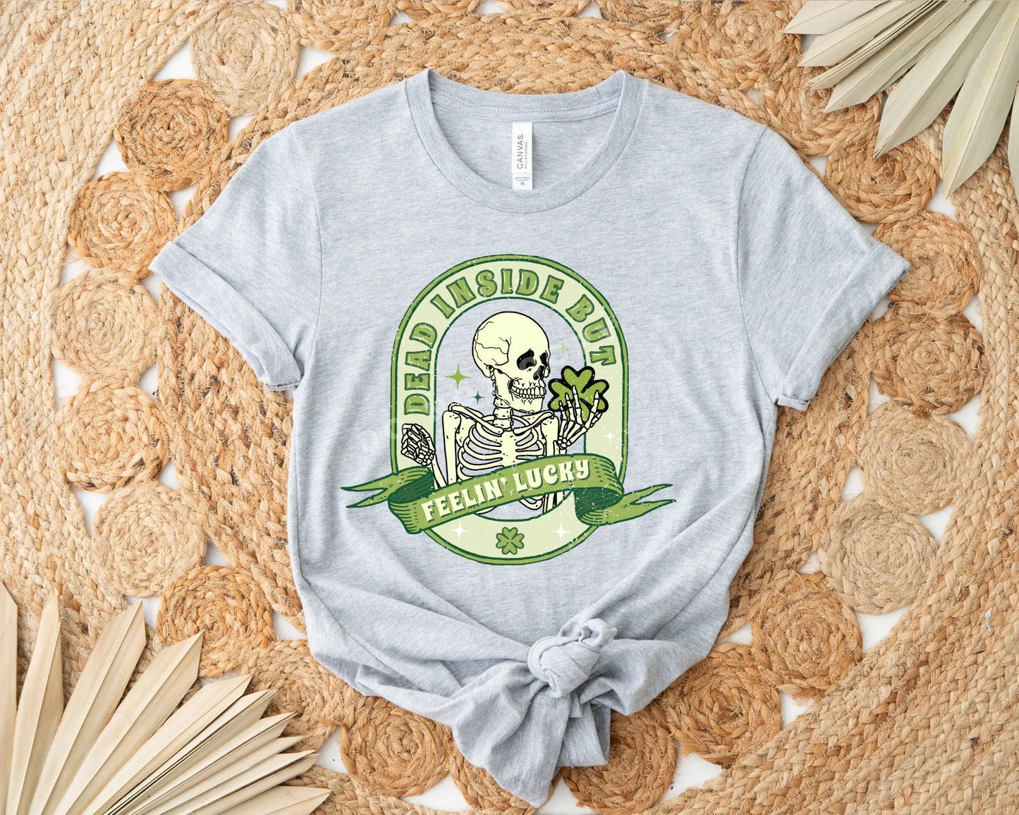Dead Inside But Feeling Lucky, DTF Transfer, St. Patrick's Day Tshirt Transfer, St. Patricks Day Transfer, St.Patty's Skull, Skellie