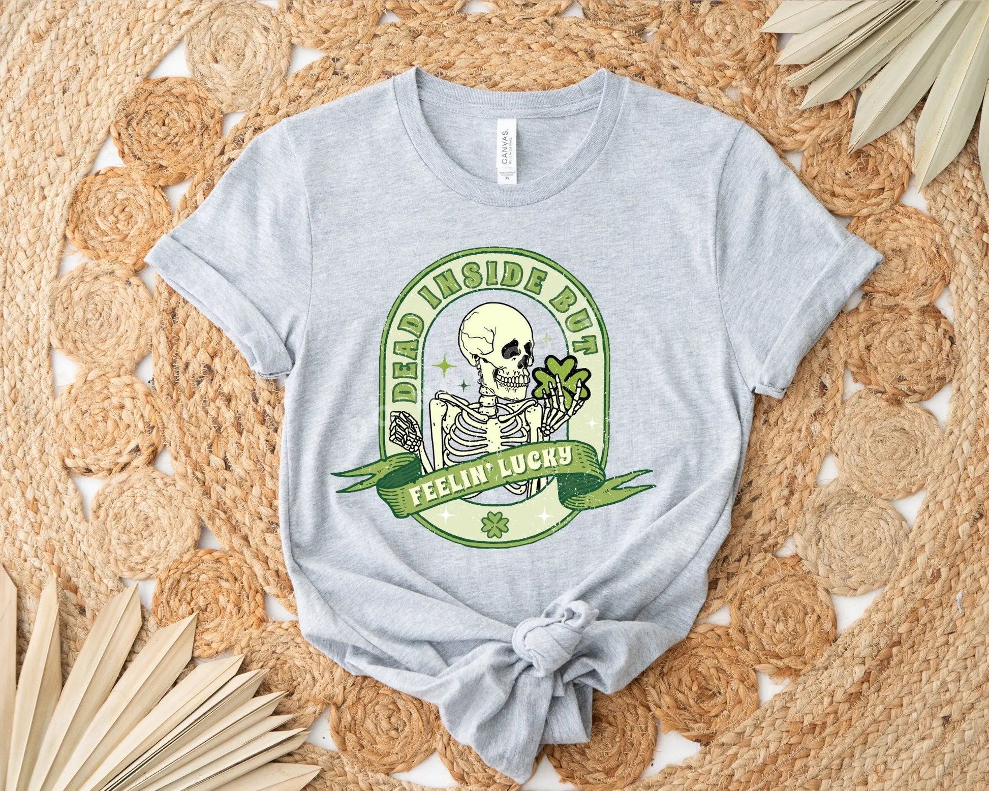 Dead Inside But Feeling Lucky, DTF Transfer, St. Patrick's Day Tshirt Transfer, St. Patricks Day Transfer, St.Patty's Skull, Skellie