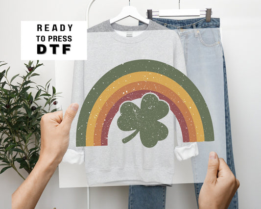 DTF Tshirt Transfer Ready to Press St Patricks Day T shirt Transfers Heat Transfer Direct to Film dtf Retro St Patrick's Rainbow