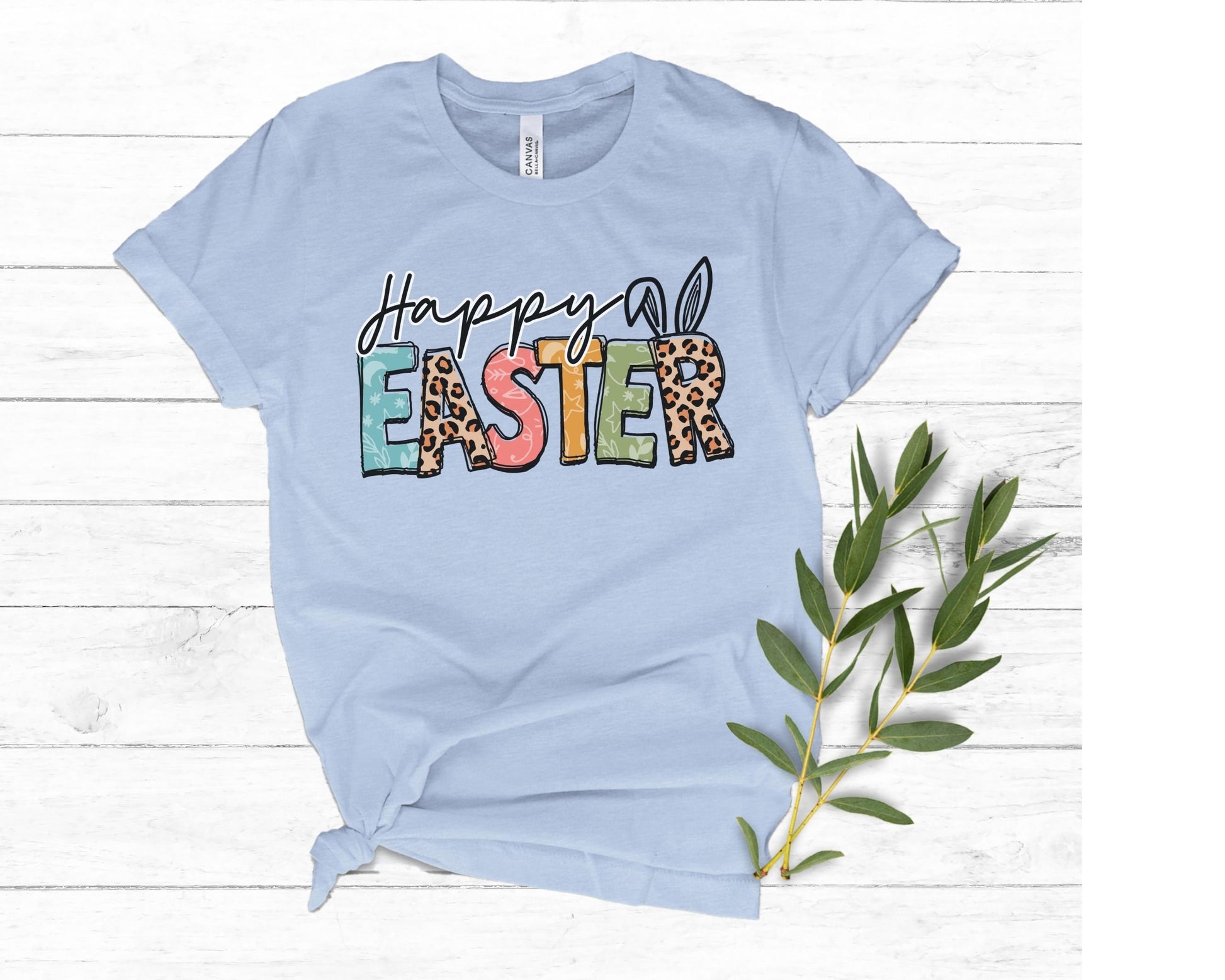 Happy Easter DTF Transfer, Ready to Press, Shirt Transfers, Heat Transfer, Direct to Film, Easter Direct to Film, Leopard, Bunny Ears