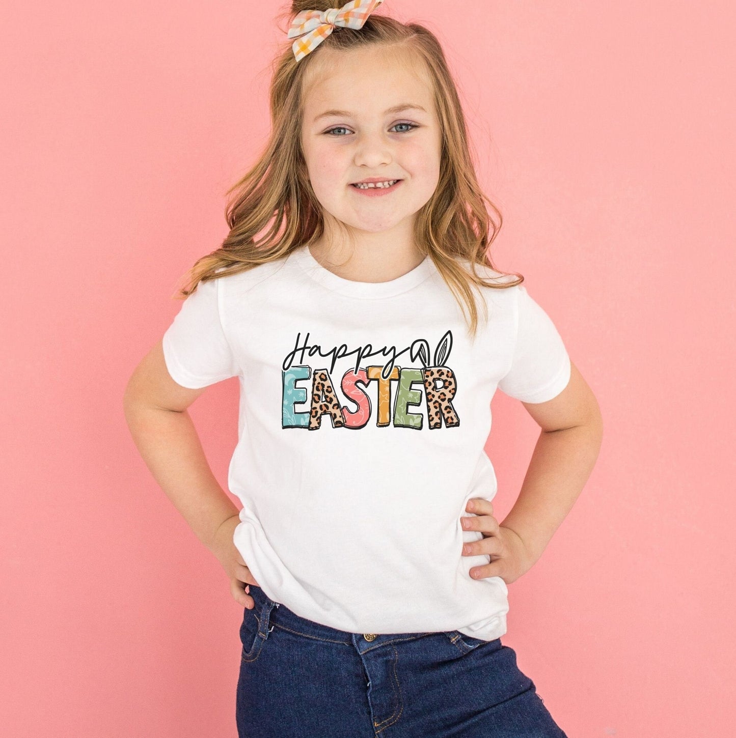 Happy Easter DTF Transfer, Ready to Press, Shirt Transfers, Heat Transfer, Direct to Film, Easter Direct to Film, Leopard, Bunny Ears