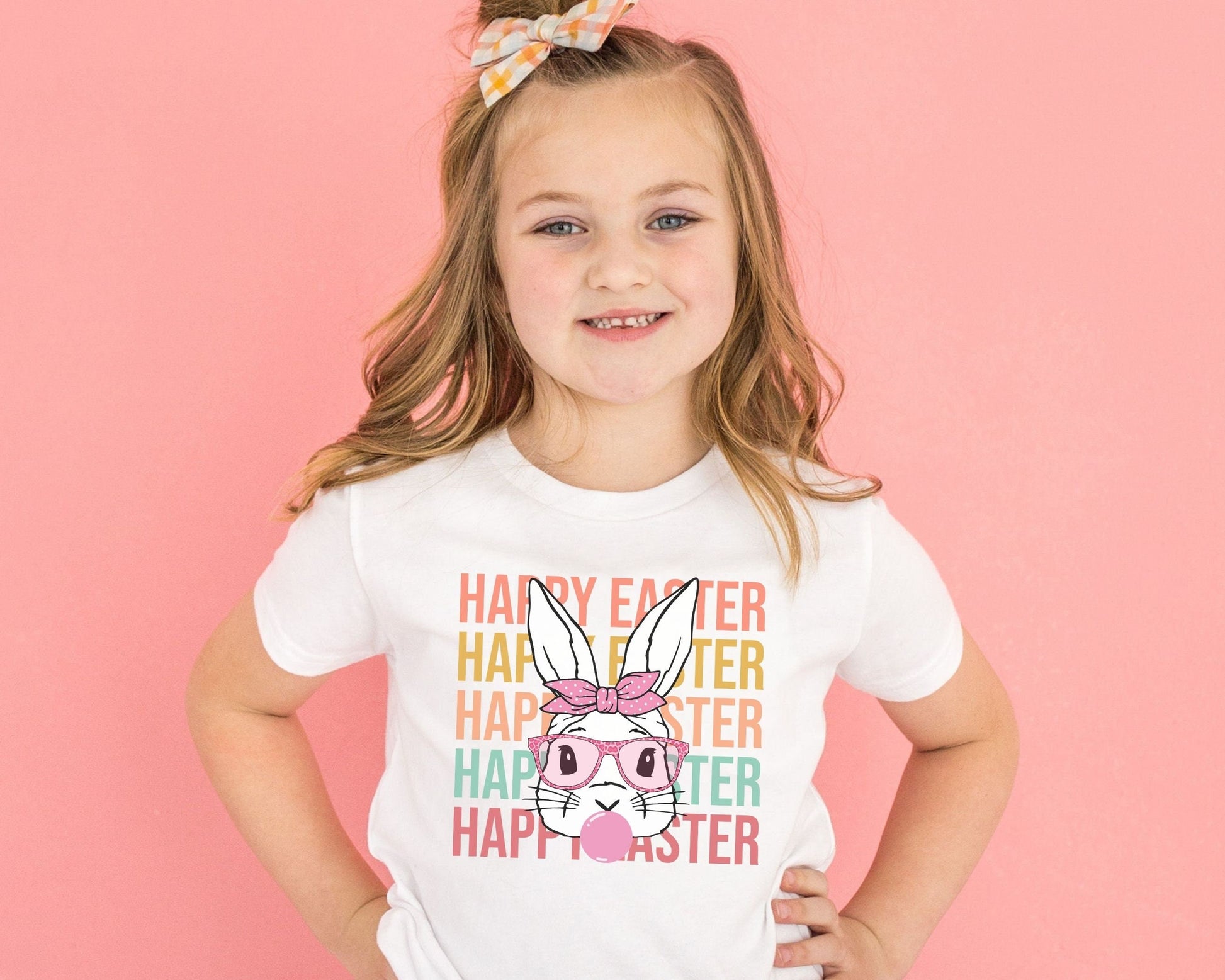 Happy Easter Stacked Bunny Rabbit dtf, Ready to Press, T-shirt Transfers, Heat Transfer, Direct to Film, Retro Easter, Groovy Hunny Bunny