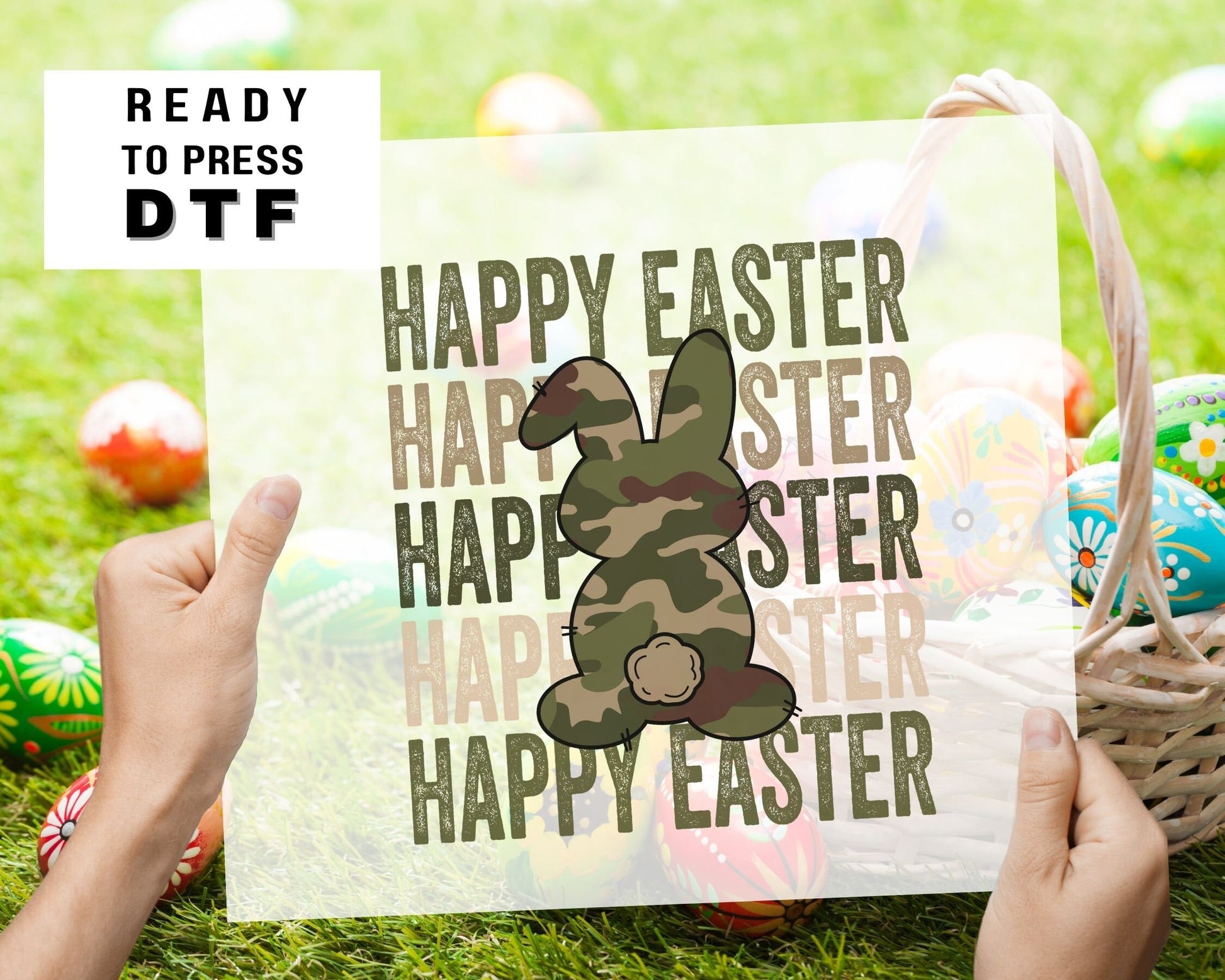 Easter Bunny Rabbit Stacked Camo dtf Transfers, Ready to Press, T-shirt Transfers, Heat Transfer, Direct to Film, dtf, boy easter shirt dtf