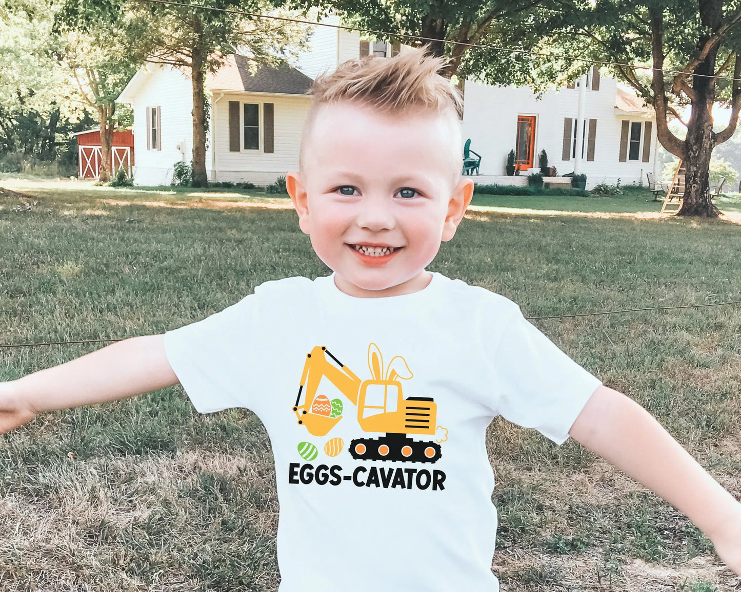 Eggs-cavator DTF Transfers | Ready to Press | T-shirt Transfers | Heat Transfer | Easter Direct to Film Prints | Boys Easter Shirt dtf