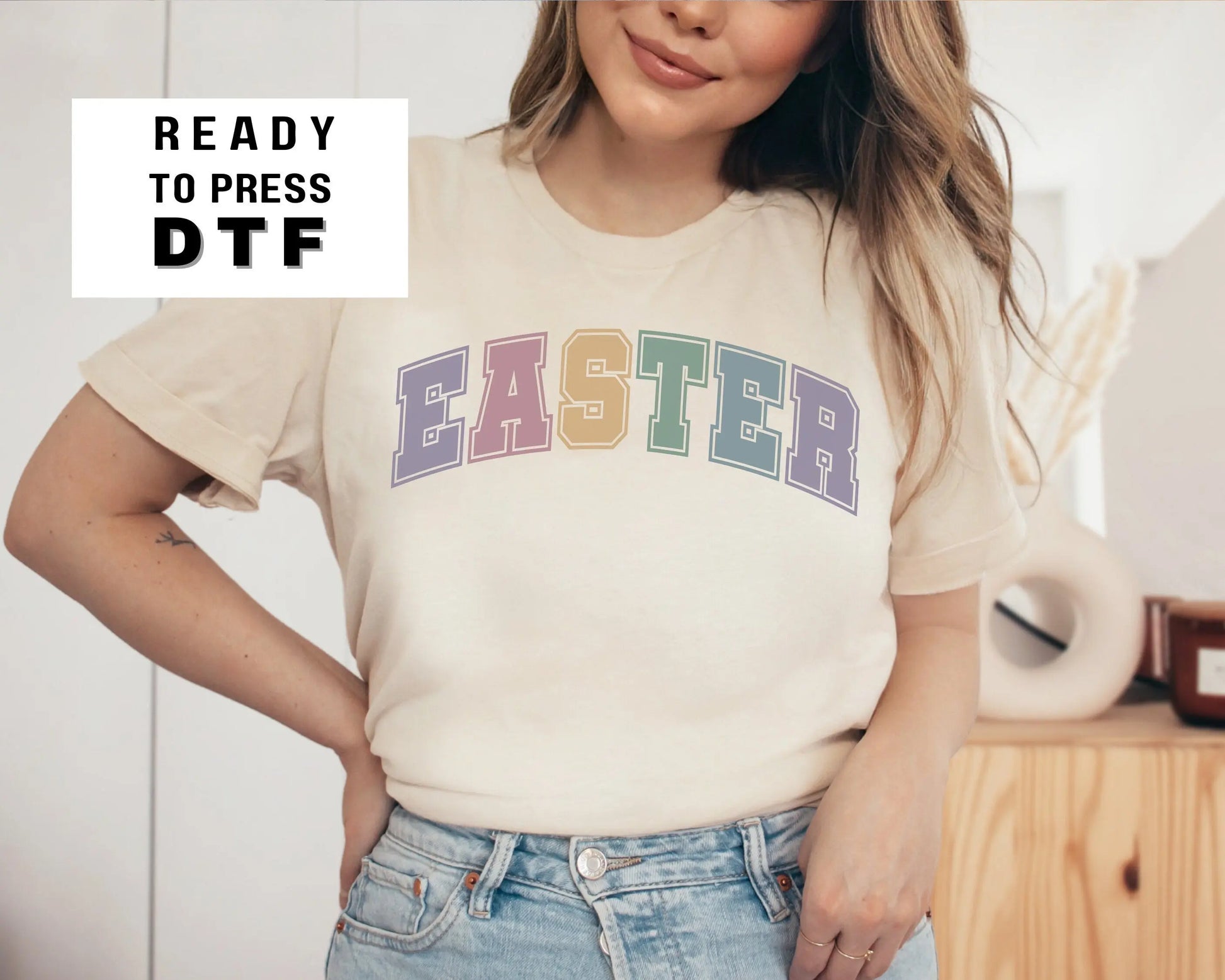Easter DTF Transfer | Easter Direct to Film Transfers | Ready to Press Heat Transfer Designs | T-shirt Transfers | Pastel Easter dtf