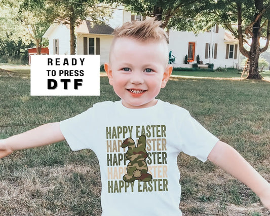 Easter Bunny Rabbit Stacked Camo dtf Transfers, Ready to Press, T-shirt Transfers, Heat Transfer, Direct to Film, dtf, boy easter shirt dtf