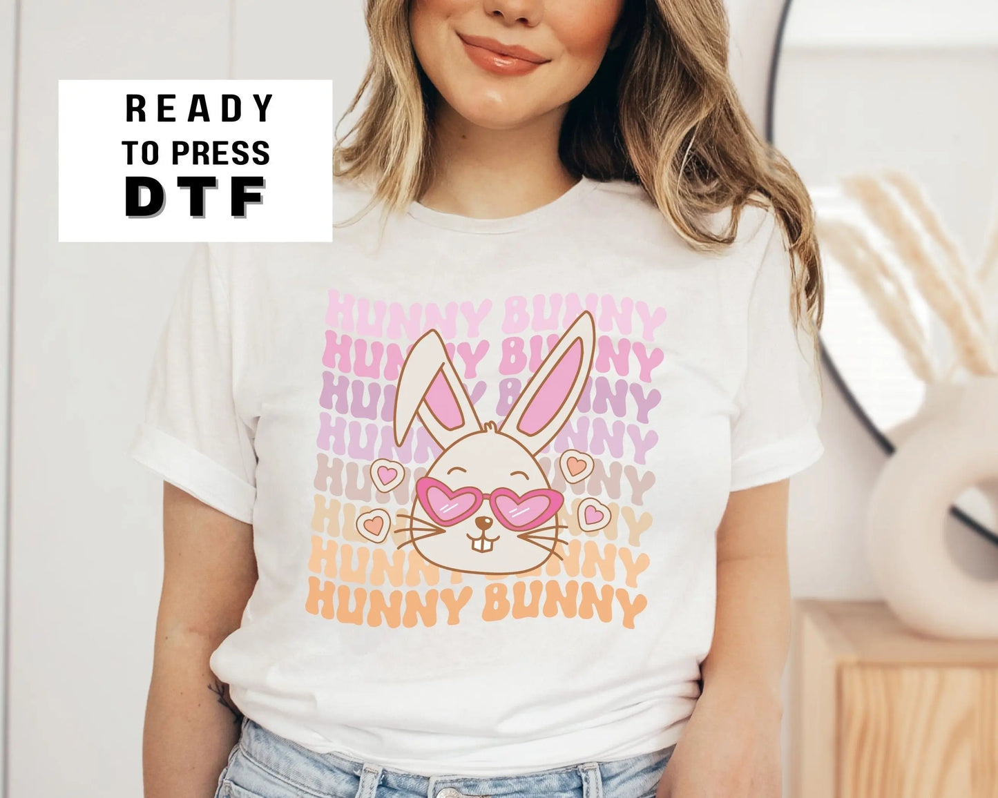 Easter Hunny Bunny DTF, Ready to Press, T-shirt Transfers, Heat Transfer, Direct to Film, Retro Easter, Hunny Bunny, Easter shirt dtf,