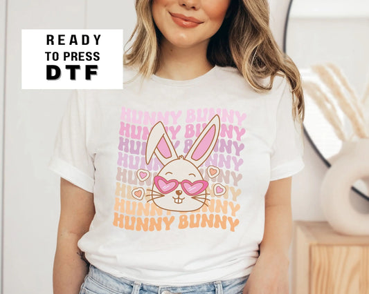 Easter Hunny Bunny DTF, Ready to Press, T-shirt Transfers, Heat Transfer, Direct to Film, Retro Easter, Hunny Bunny, Easter shirt dtf,