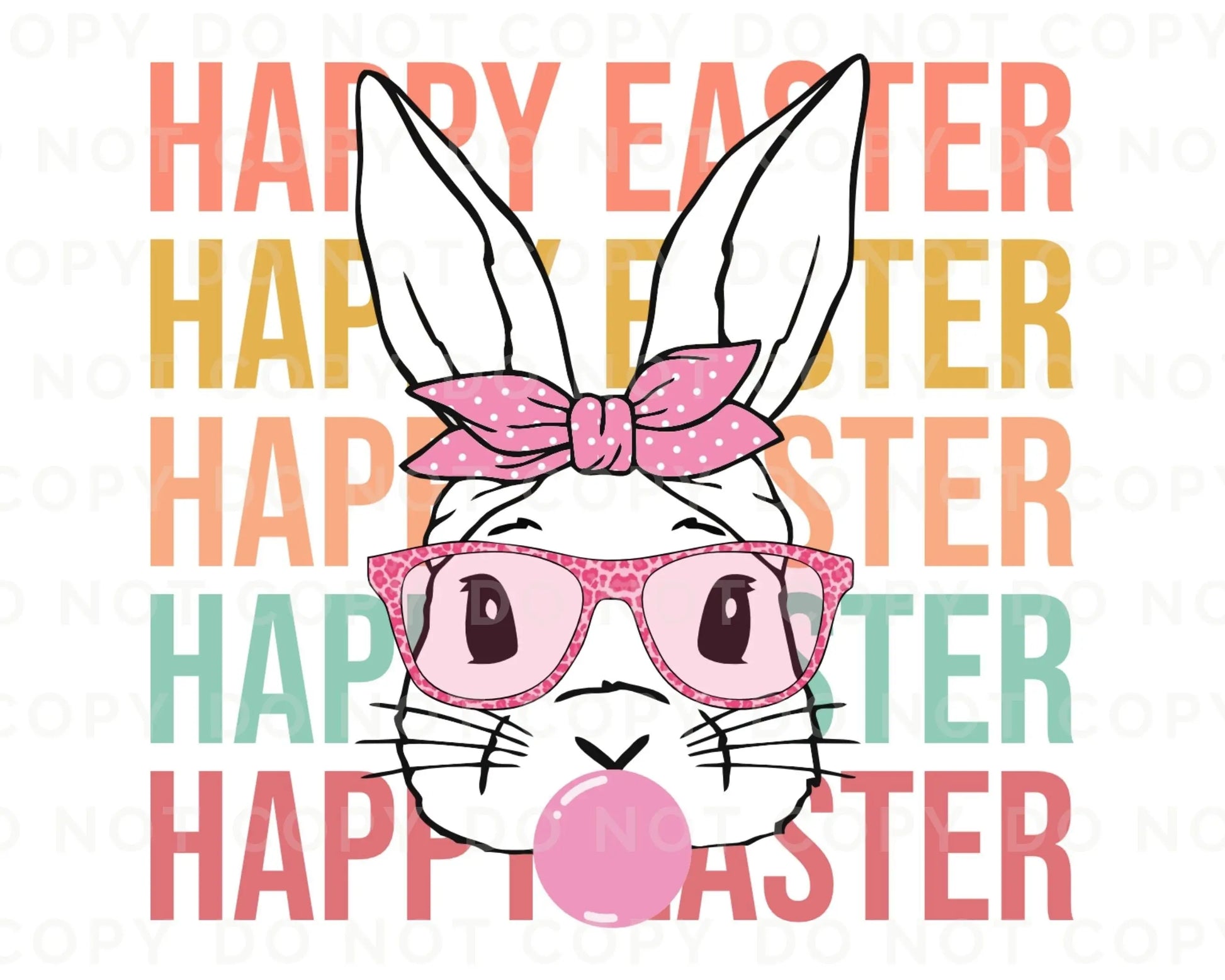 Happy Easter Stacked Bunny Rabbit dtf, Ready to Press, T-shirt Transfers, Heat Transfer, Direct to Film, Retro Easter, Groovy Hunny Bunny