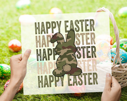 Easter Bunny Rabbit Stacked Camo dtf Transfers, Ready to Press, T-shirt Transfers, Heat Transfer, Direct to Film, dtf, boy easter shirt dtf
