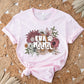 A direct to film transfer that has a floral background with the words Fur Mama overlayed on top. Fur Mama is written in a white colored retro font. The DTF transfer is a cold peel ready to press transfer.