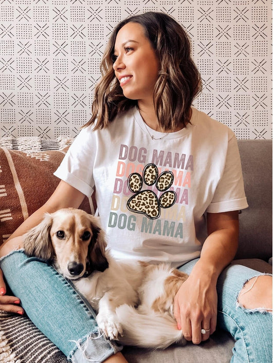 Dog Mama Stacked dtf, Heat Transfer, Ready to Press, Direct to Film, Dog Mom Tshirt Transfer, Dog Lover, Dog Mama dtf, Cheetah Dog Paw Print