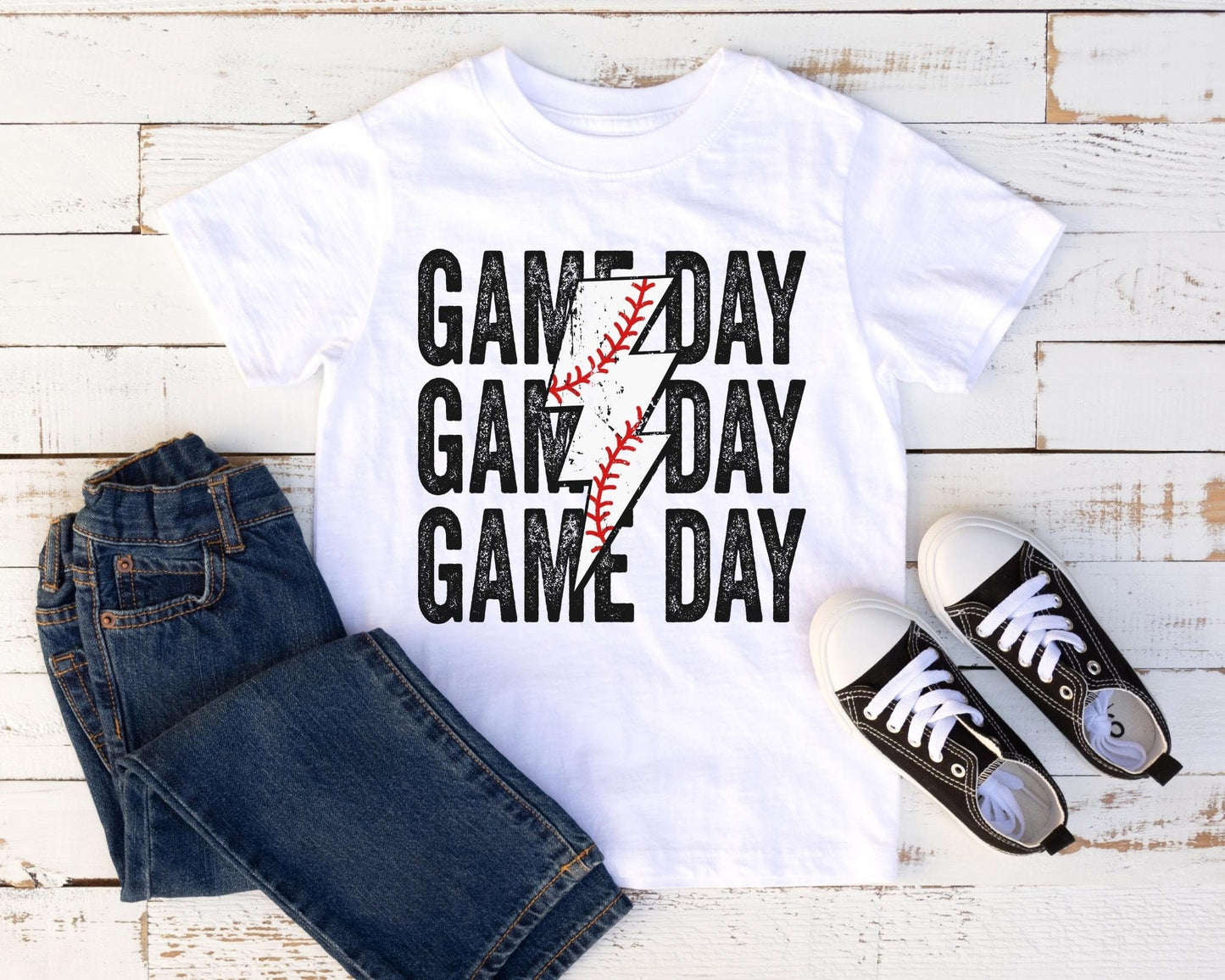 Baseball Game Day Stacked Lightning Bolt DTF transfer, Baseball Mom tshirt Transfer, Baseball dtf, Ready to Press, Direct to Film