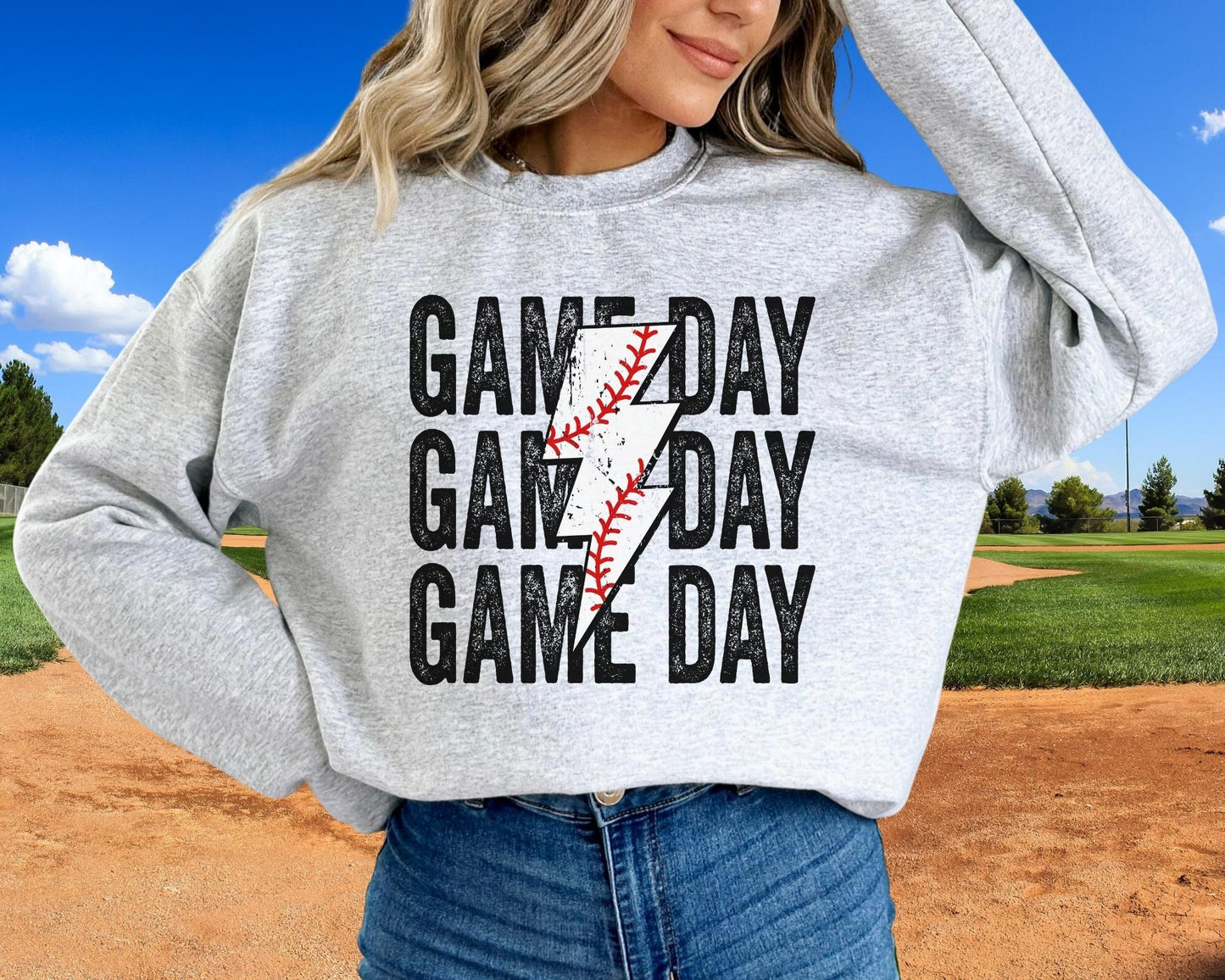 Baseball Game Day Stacked Lightning Bolt DTF transfer, Baseball Mom tshirt Transfer, Baseball dtf, Ready to Press, Direct to Film