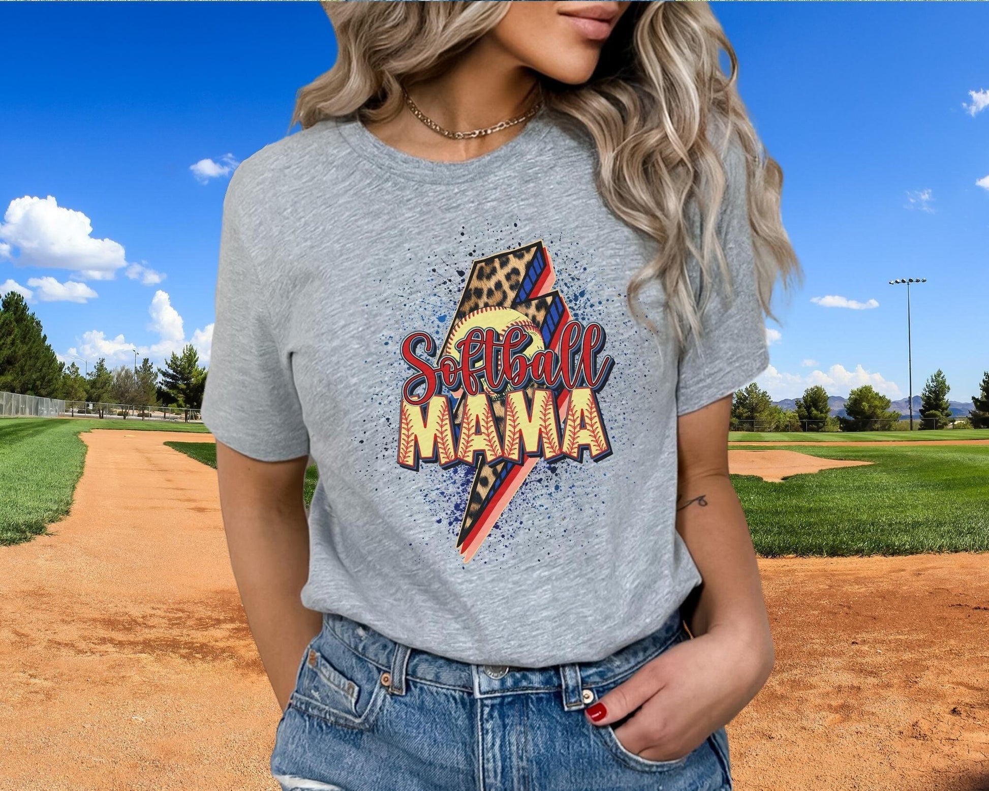 Softball Mama DTF transfer, Softball Mom tshirt Transfer, Softball dtf, Ready to Press, Direct to Film, Cheetah leopard, lightening bolt