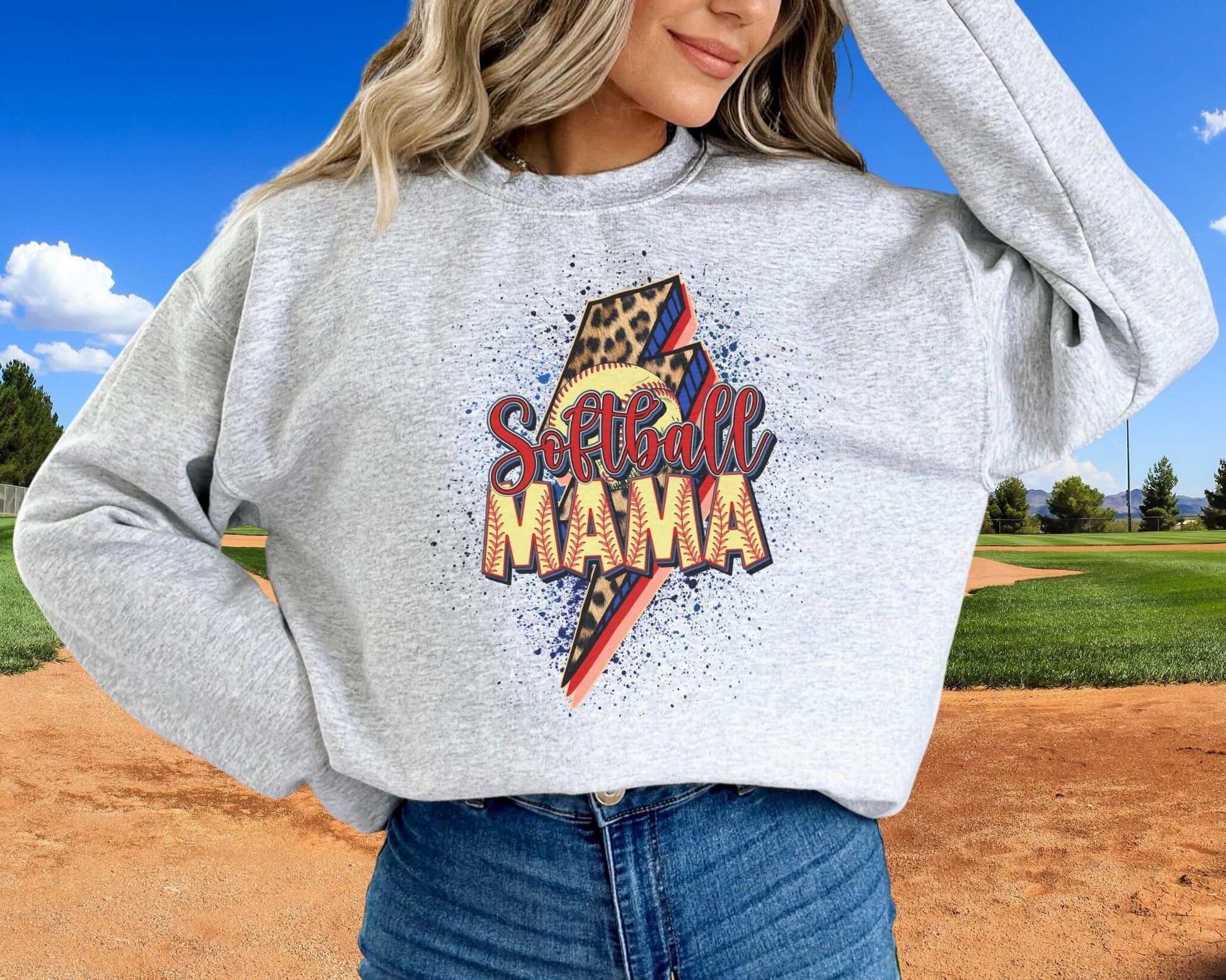 Softball Mama DTF transfer, Softball Mom tshirt Transfer, Softball dtf, Ready to Press, Direct to Film, Cheetah leopard, lightening bolt