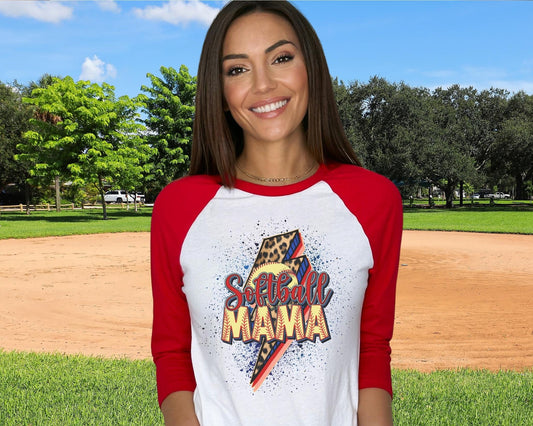 Softball Mama DTF transfer, Softball Mom tshirt Transfer, Softball dtf, Ready to Press, Direct to Film, Cheetah leopard, lightening bolt