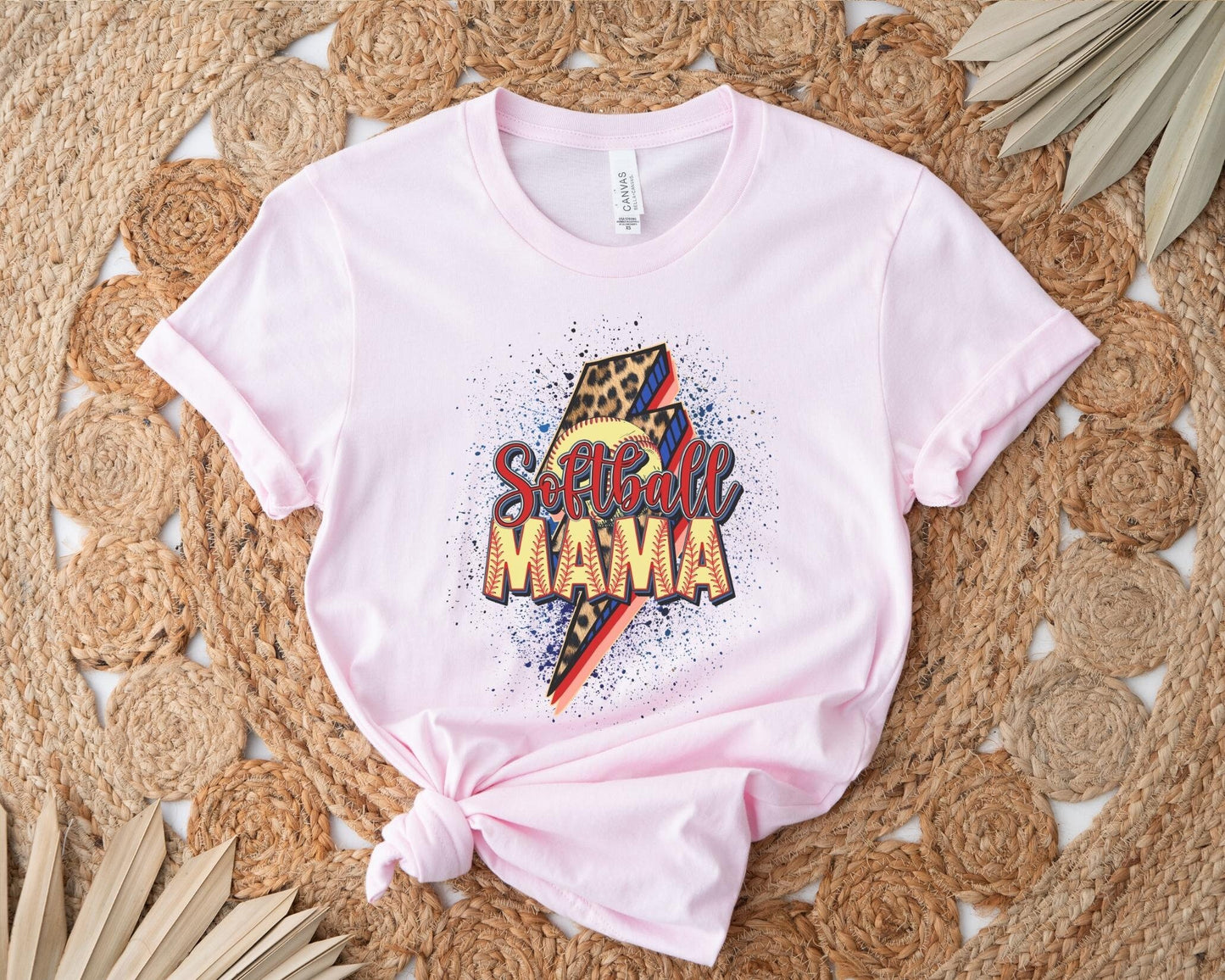 Softball Mama DTF transfer, Softball Mom tshirt Transfer, Softball dtf, Ready to Press, Direct to Film, Cheetah leopard, lightening bolt