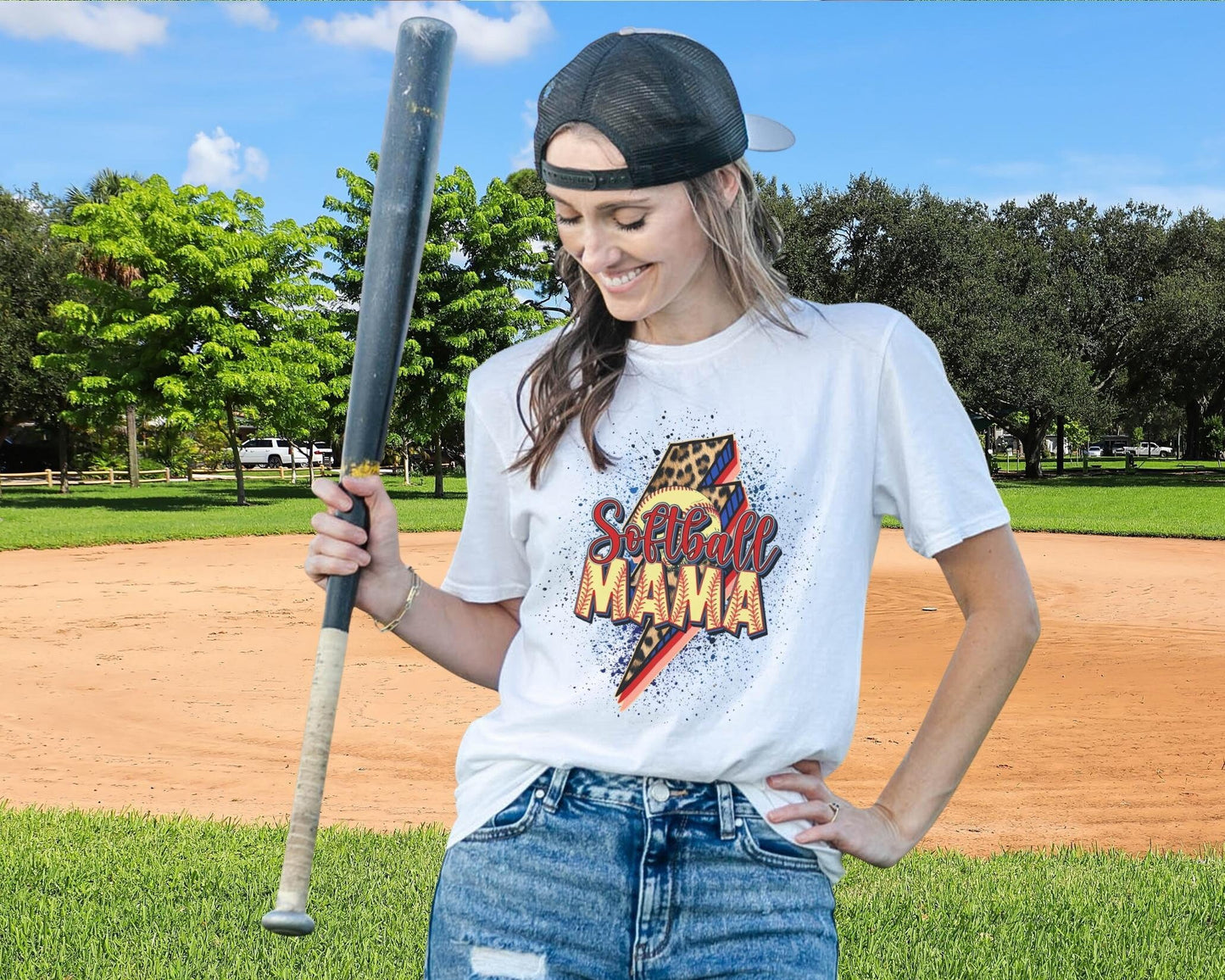 Softball Mama DTF transfer, Softball Mom tshirt Transfer, Softball dtf, Ready to Press, Direct to Film, Cheetah leopard, lightening bolt