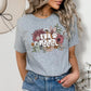 A direct to film transfer that has a floral background with the words Fur Mama overlayed on top. Fur Mama is written in a white colored retro font. The DTF transfer is a cold peel ready to press transfer.