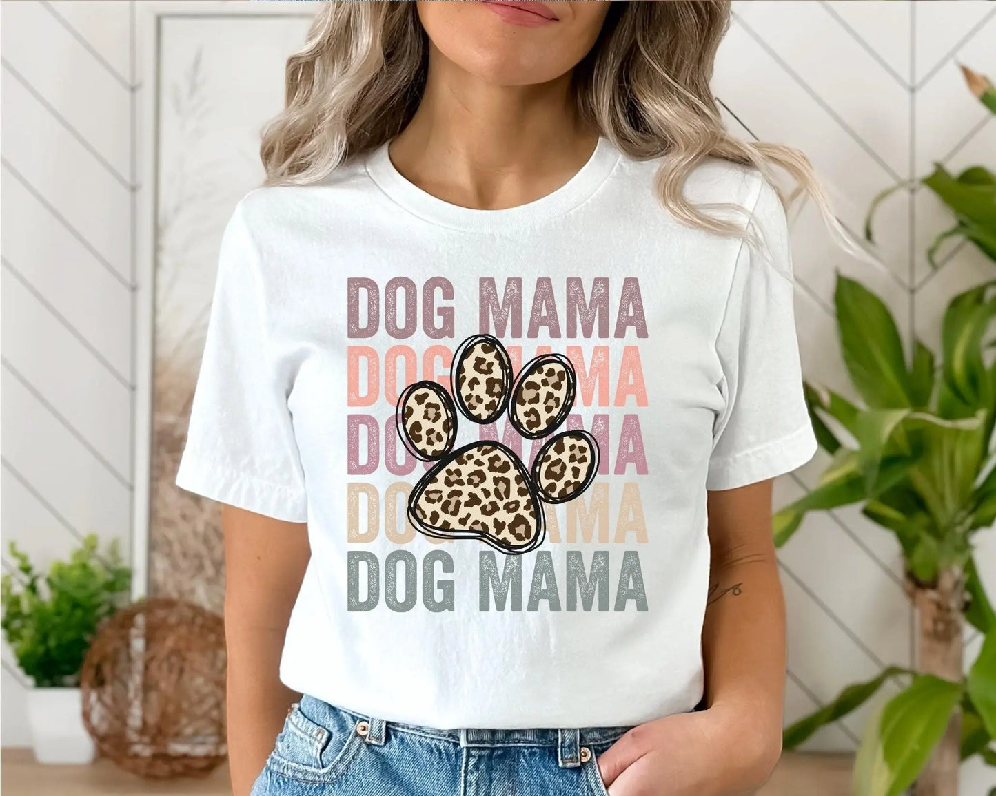 Dog Mama Stacked dtf, Heat Transfer, Ready to Press, Direct to Film, Dog Mom Tshirt Transfer, Dog Lover, Dog Mama dtf, Cheetah Dog Paw Print