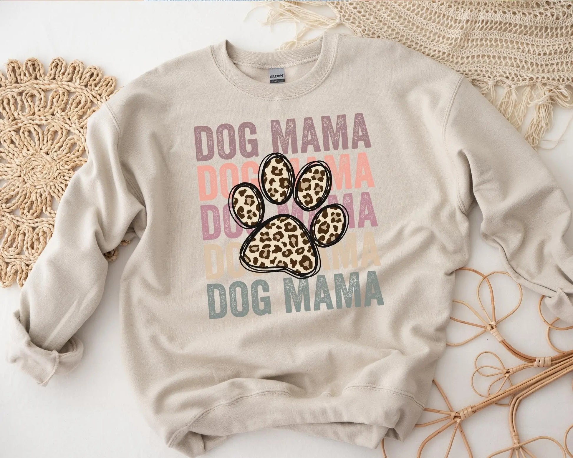 Dog Mama Stacked dtf, Heat Transfer, Ready to Press, Direct to Film, Dog Mom Tshirt Transfer, Dog Lover, Dog Mama dtf, Cheetah Dog Paw Print