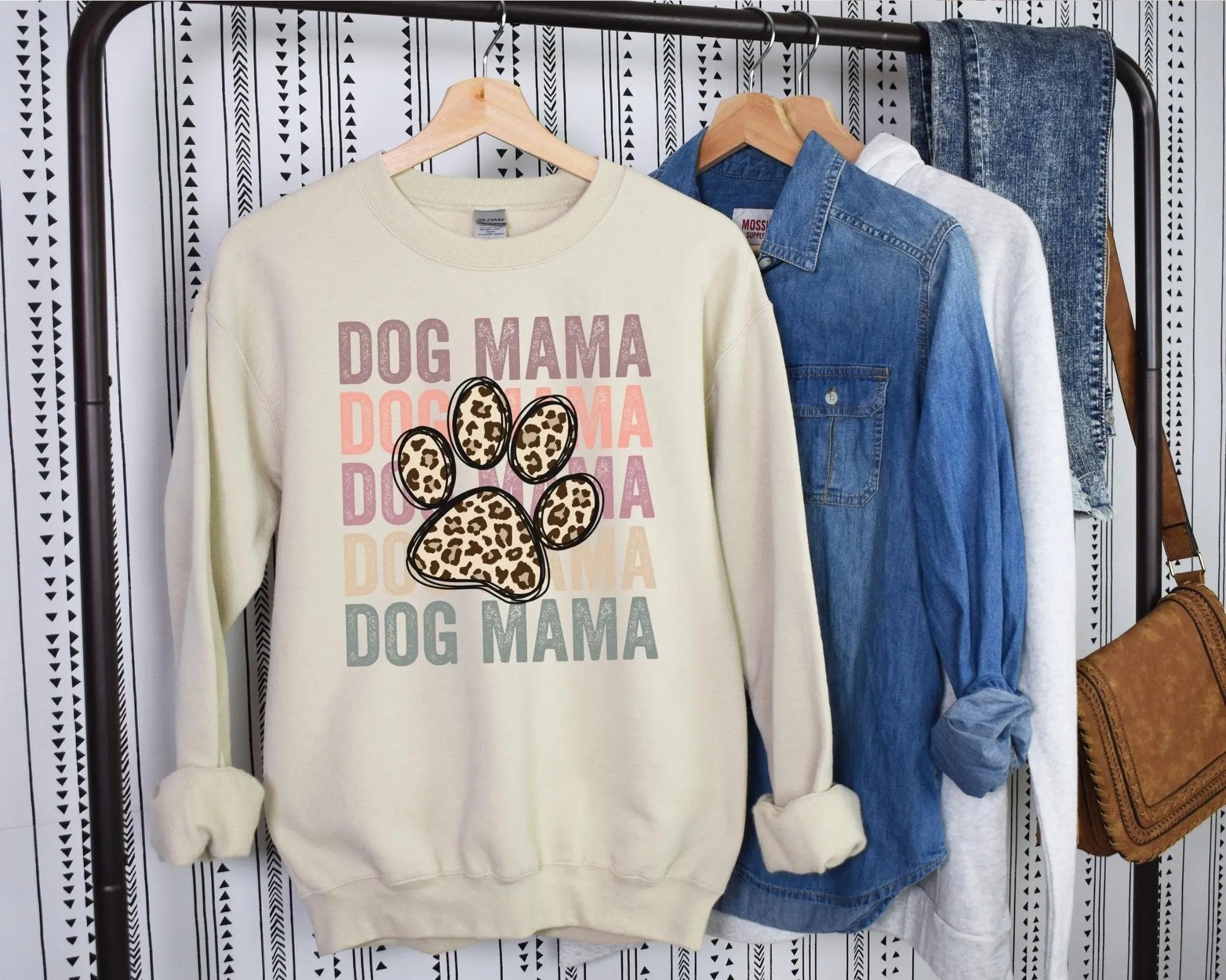 Dog Mama Stacked dtf, Heat Transfer, Ready to Press, Direct to Film, Dog Mom Tshirt Transfer, Dog Lover, Dog Mama dtf, Cheetah Dog Paw Print