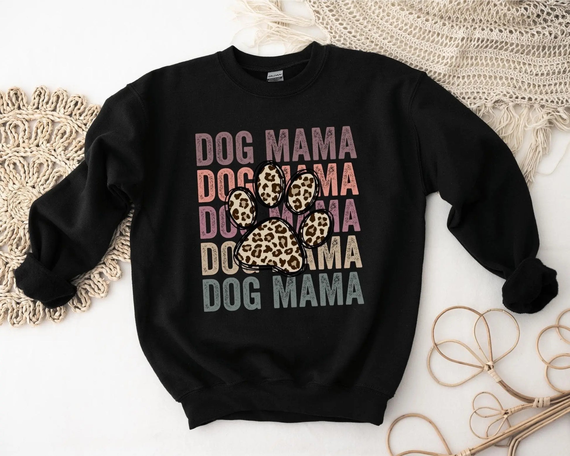 Dog Mama Stacked dtf, Heat Transfer, Ready to Press, Direct to Film, Dog Mom Tshirt Transfer, Dog Lover, Dog Mama dtf, Cheetah Dog Paw Print