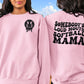 A direct to film transfer that says Somebody&#39;s Loud mouth Softball Mom. Back and front option. Front design is of baseball smiley face. The DTF transfer is a cold peel ready to press transfer.